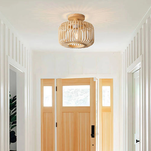 plafonnier en bambou tricoté à la main pour décoration créative