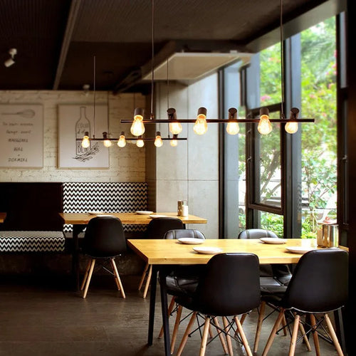 lustre industriel îlot cuisine décor intérieur salon bar restaurant salle manger