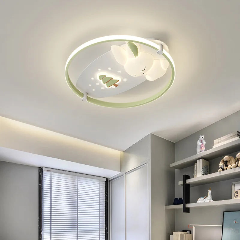 plafonnier moderne en forme de lapin pour enfant - vue 5 sur 9
