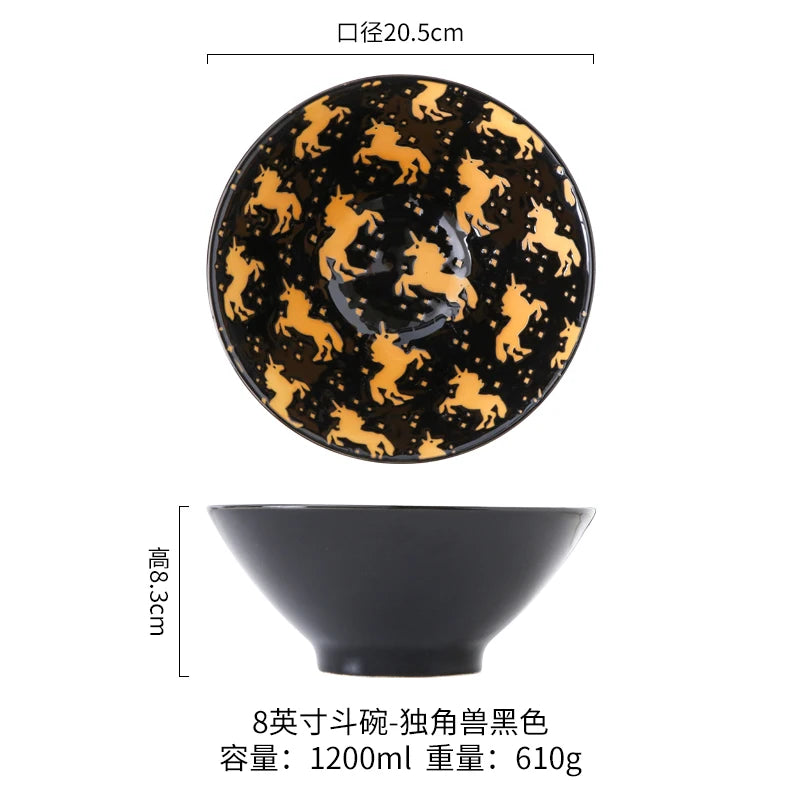 Bowl ramen japonais céramique motif floral 1 2l