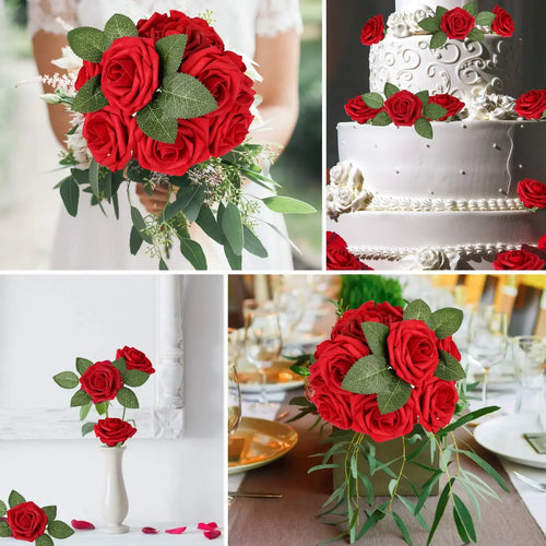 lot de 25 roses artificielles pour décorations de mariage et fêtes - vue 4 sur 11
