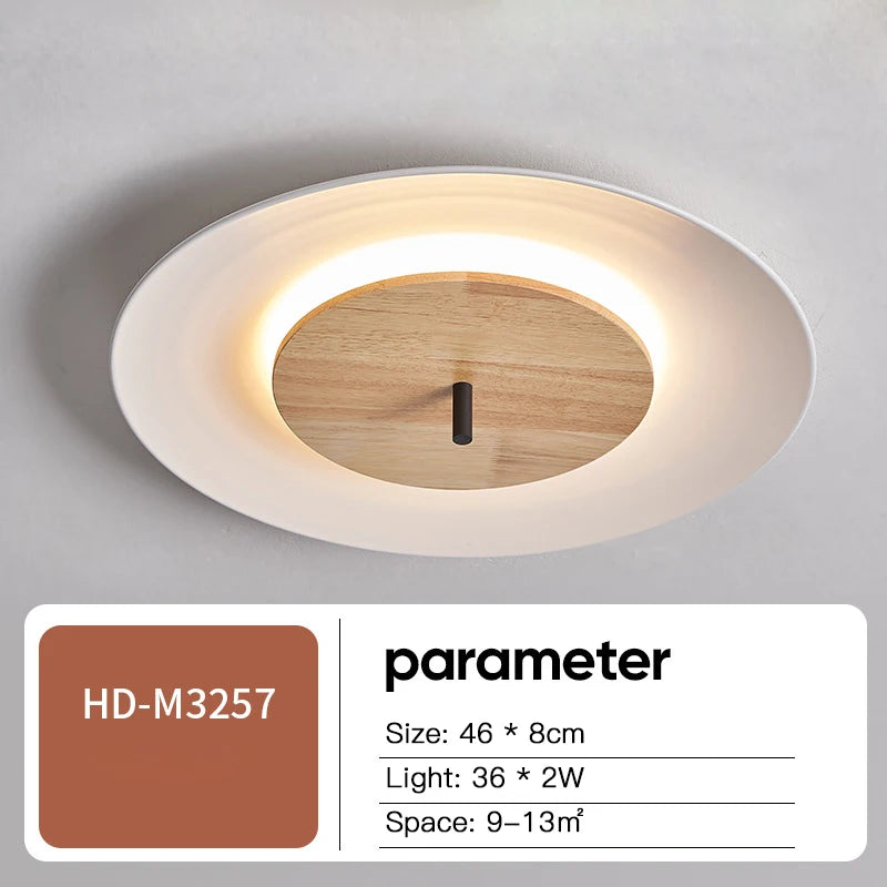 plafonnier moderne en bois avec éclairage led et télécommande - vue 8 sur 8