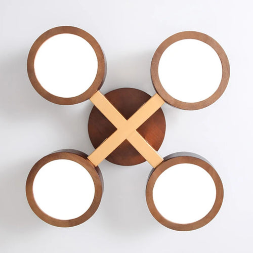 lustre led moderne en bois pour décoration intérieure - vue 6 sur 9