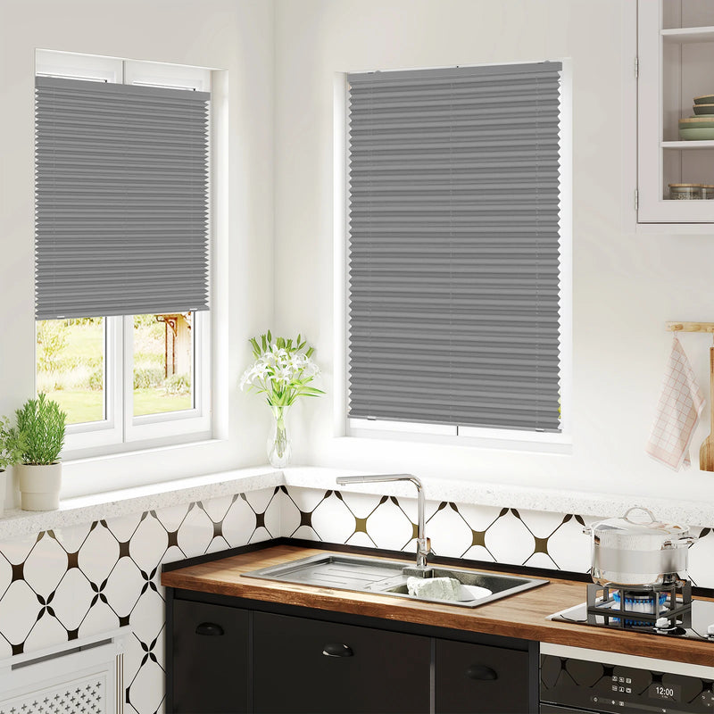 Store plissé occultant sans perçage pour porte fenêtre