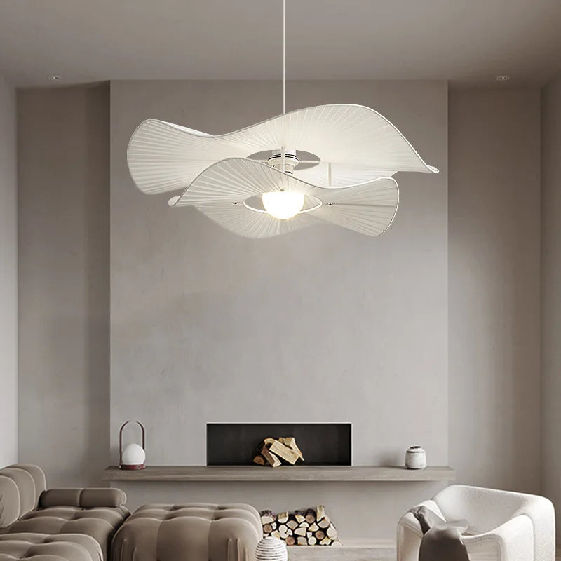 Suspension à chapeau nordique E27 lampes suspendues en tissu blanc pour salon salle à manger chambre lustre LED Luminaire d'intérieur