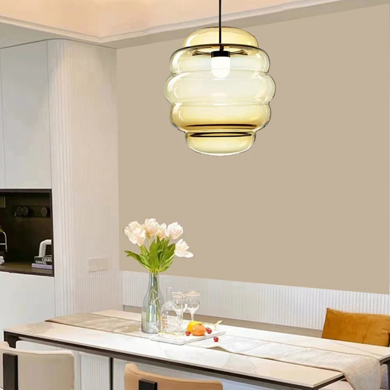 suspension en verre transparent pour bar restaurant avec fil réglable - vue 5 sur 12