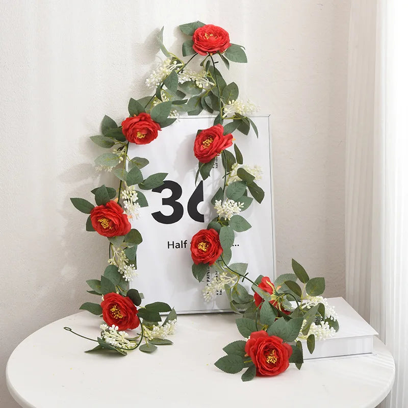 soie simulation rose fausse fleur vignes décoratives artificielles - vue 8 sur 11