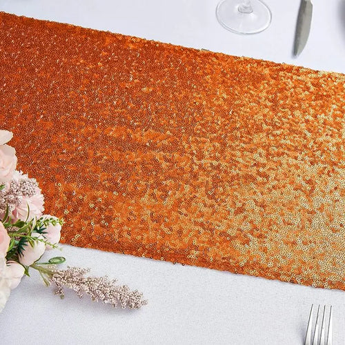 Chemin de table orange paillettes décoratif fête mariage