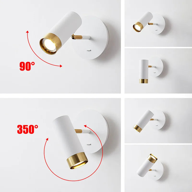 applique murale led rotative moderne éclairage intérieur réglable - vue 4 sur 8