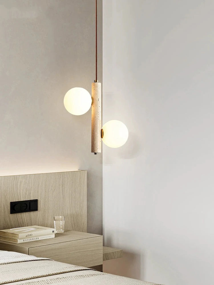 Style crème suspension LED lampe chambre chevet lustre bulle boule magique haricot perle rétro Restaurant longs luminaires