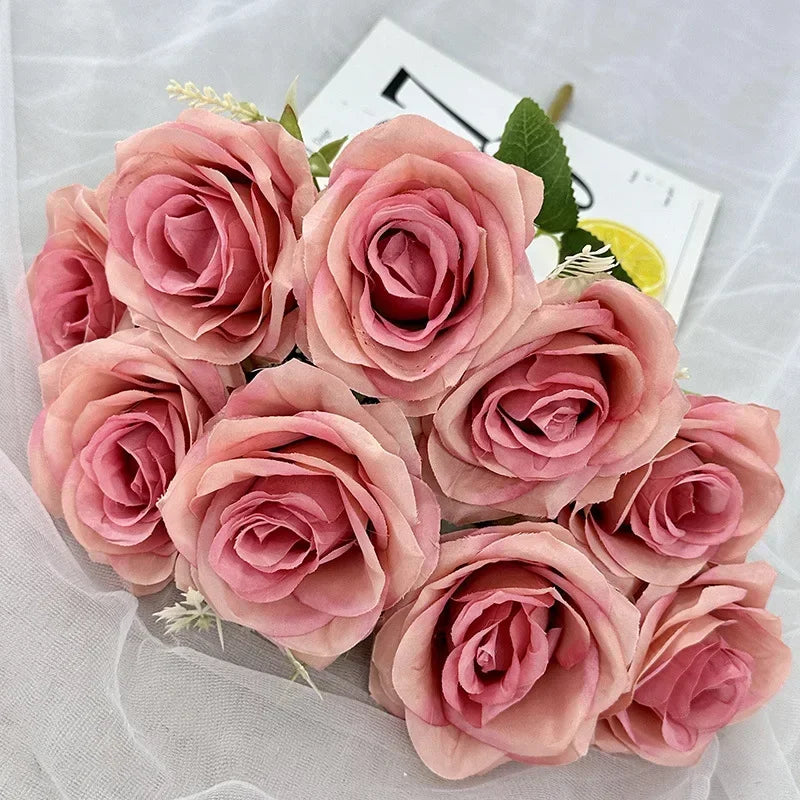 bouquet de roses artificielles en soie pour décoration de mariage
