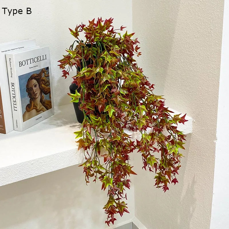 plante artificielle lierre décorative en feuille d'érable rouge - vue 5 sur 8