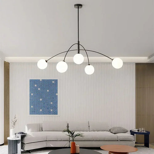 Danish Designer Suspenion Milky Glass Hanging Light Ceiling Chandeliers Nordic Pendant Lamp for Living Dining Room Kitchen - vue 3 sur 8