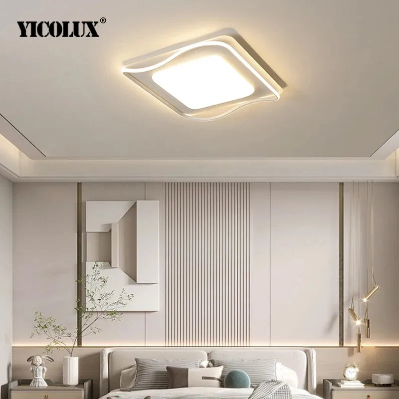 lustre led moderne éclairage intérieur lampe circulaire carrée - vue 4 sur 16
