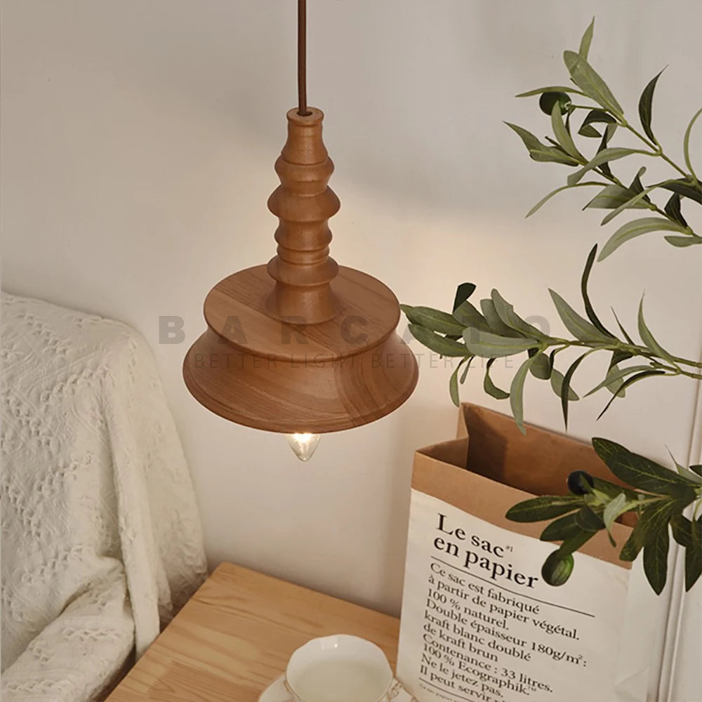Éclairage intérieur moderne bois luminaire suspendu en bois nordique Restaurant Bar à côté de la lumière lustre ombre bois E14 110 V 220 V - vue 4 sur 8