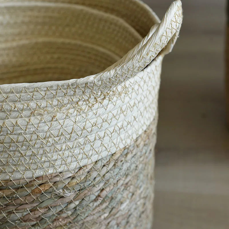 panier de rangement en paille pour décoration artisanale moderne - vue 6 sur 12