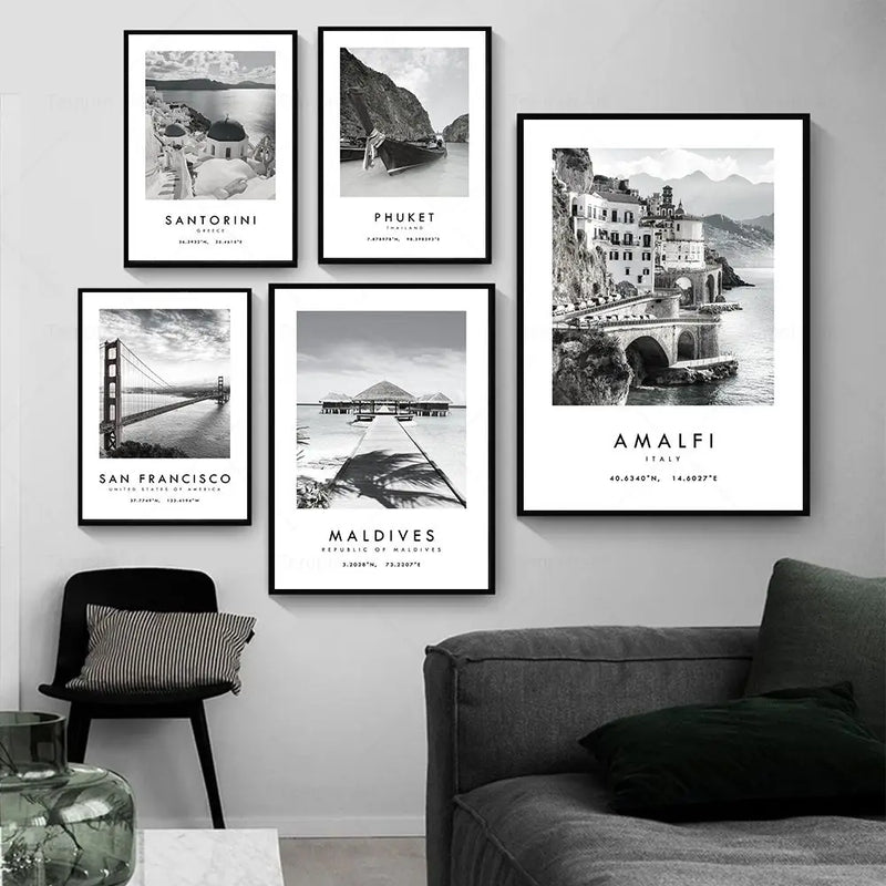 affiche photographie voyage noir et blanc rome las vegas décoration murale