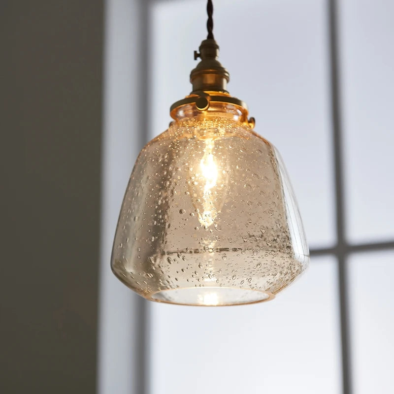 suspension en verre LED lampe à côté de la maison éclairage intérieur café chambre salon lumières cuivre nordique moderne lampe à main