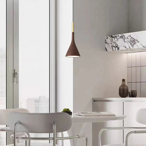 suspension moderne en métal effet bois design réglable - vue 4 sur 8
