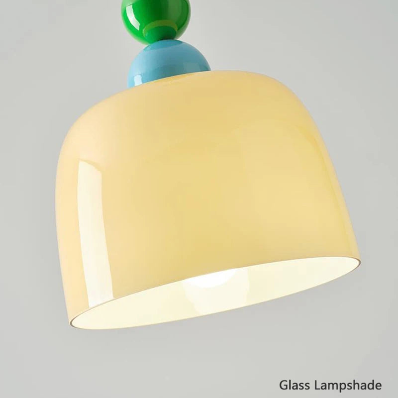 lustre en bois et verre pour bar maison avec led intégrée - vue 6 sur 7