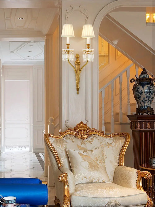 applique murale en cuivre et cristal avec bougie led pour intérieur élégant - vue 3 sur 8