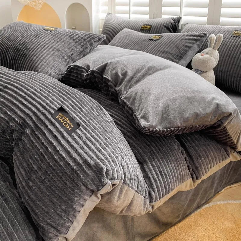 housse de couette velours épaisse chaude pour lit double