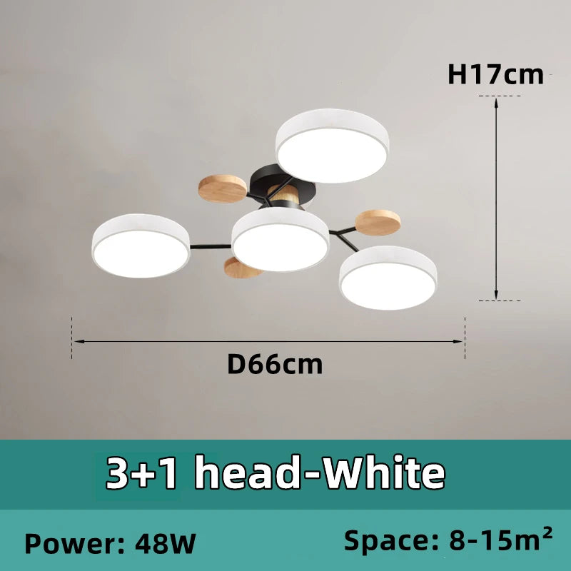 lustre led minimaliste nordique en bois pour éclairage intérieur