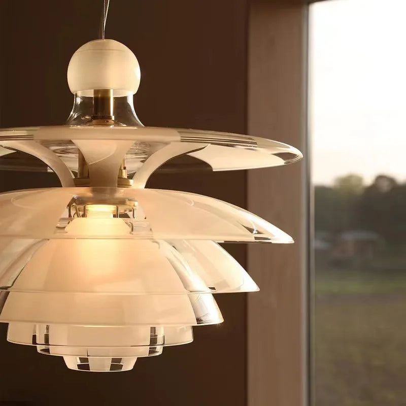 suspension style nordique en forme de pommes de pin abat-jour en verre - vue 3 sur 7
