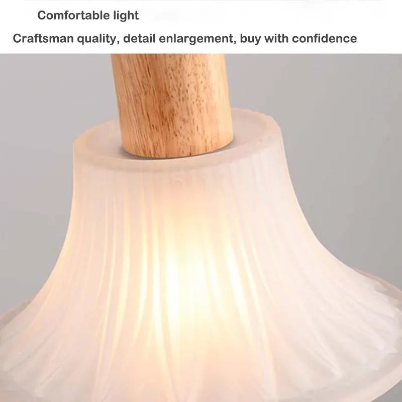 Suspension LED en verre nordique moderne en bois