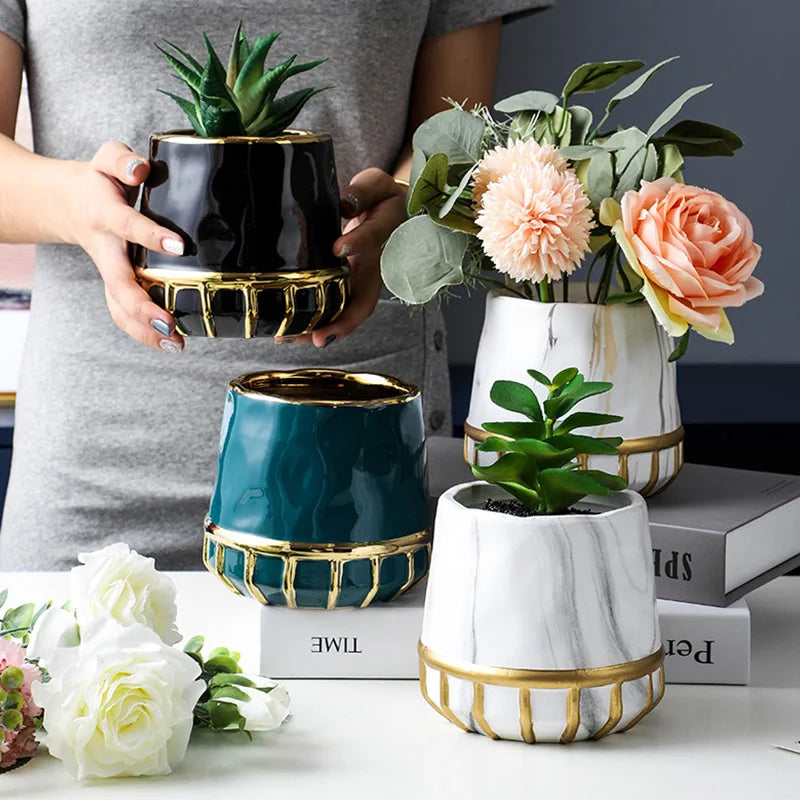 décoration nordique en céramique pour pot de fleurs miniature - vue 3 sur 14