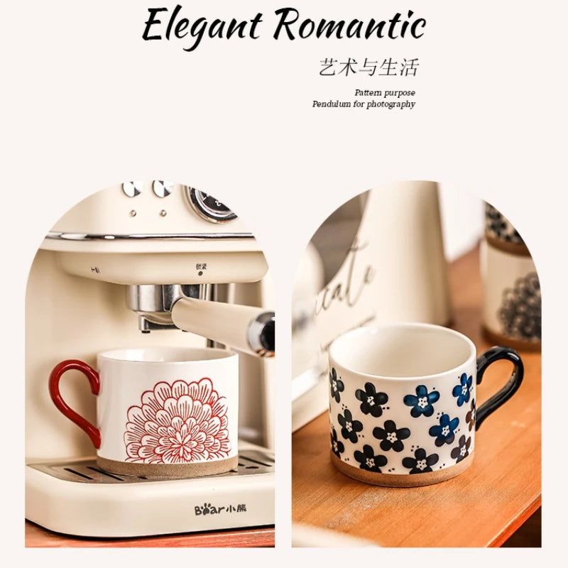 Mug japonais en céramique motif fleurs cerisier rétro - vue 6 sur 7
