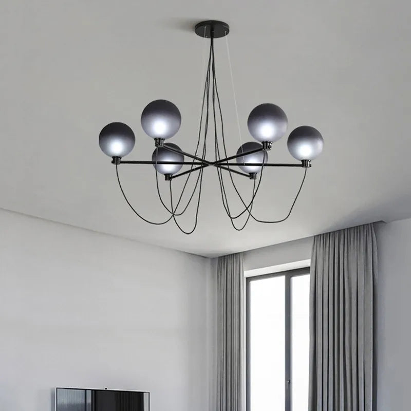 lustre nordique boule en verre style industriel rétro - vue 5 sur 7