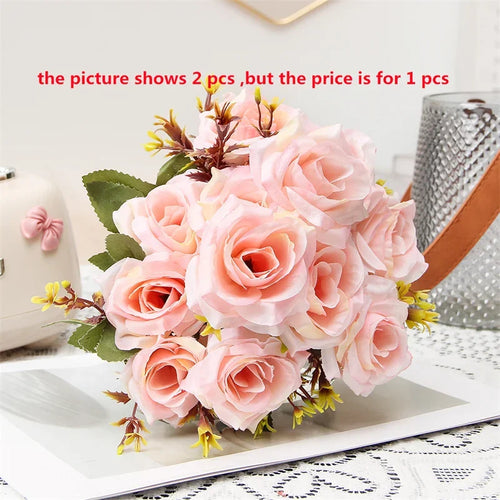 bouquet de roses décoratives en soie parfum de miel pour décoration intérieure - vue 11 sur 12