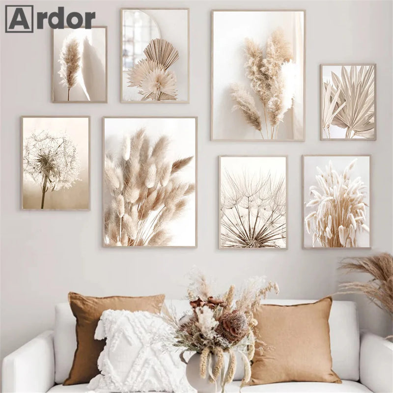 affiches de roseaux sur toile décoration florale nordique