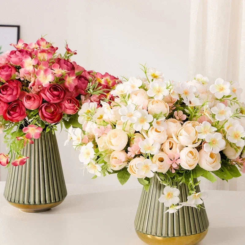 bouquet de fleurs artificielles en soie pour décoration intérieure - vue 5 sur 12