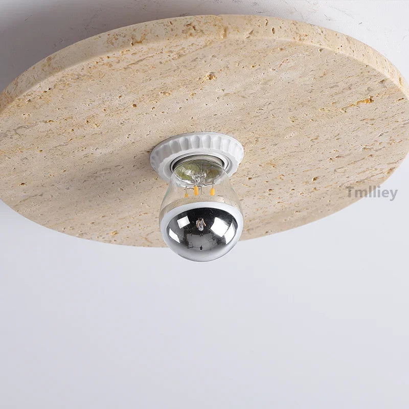 applique murale en pierre naturelle décorative rétro ronde led - vue 7 sur 8