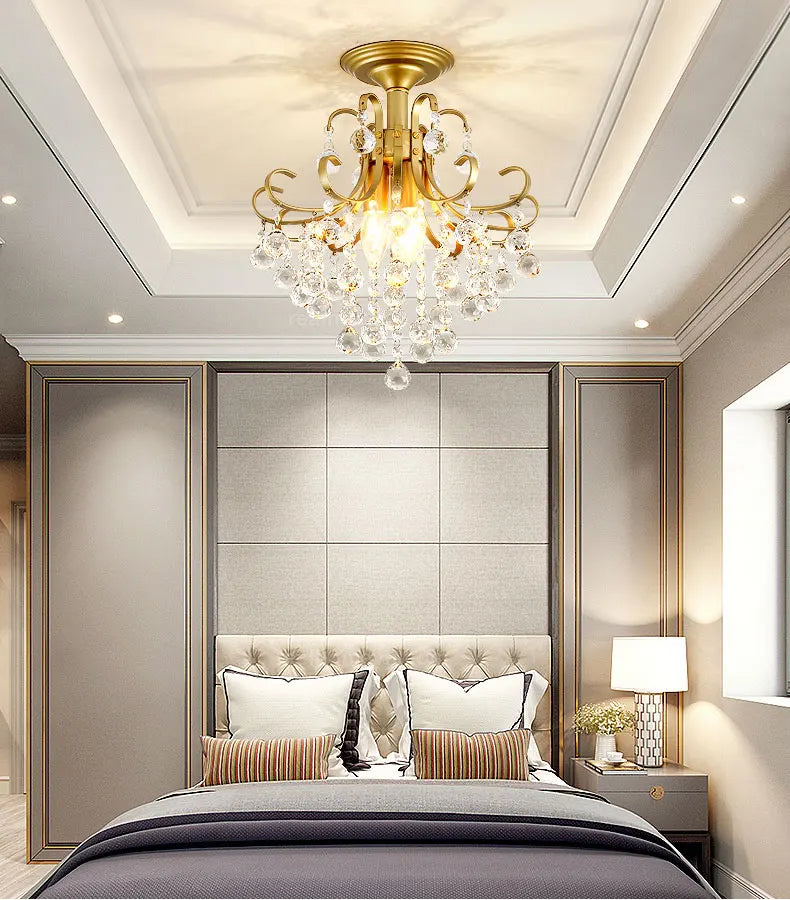 2024 Modern Crystal Chandelier Creative Design Black/Gold Corridor Ceiling Lamp Applicable To Porch Restaurant Lamps - vue 6 sur 15