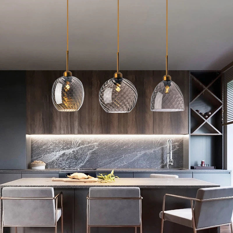 lustre en verre moderne pour bar restaurant hôtel villa - vue 4 sur 23