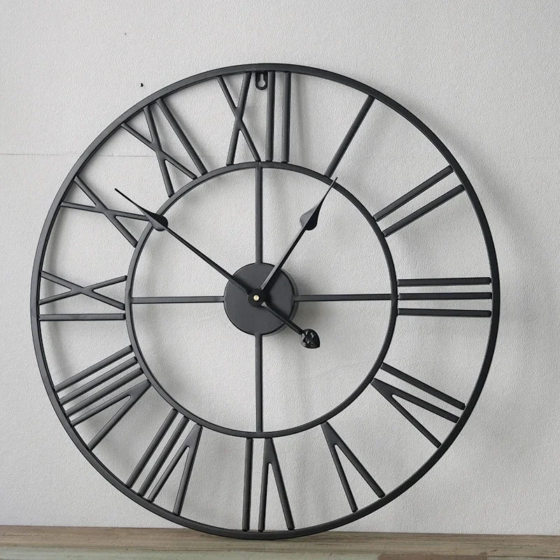 horloge murale moderne 3D rétro avec chiffres romains décoration intérieure - vue 6 sur 7