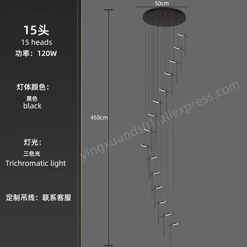 lustre moderne suspendu en acrylique design créatif 2023 à LED - vue 15 sur 17