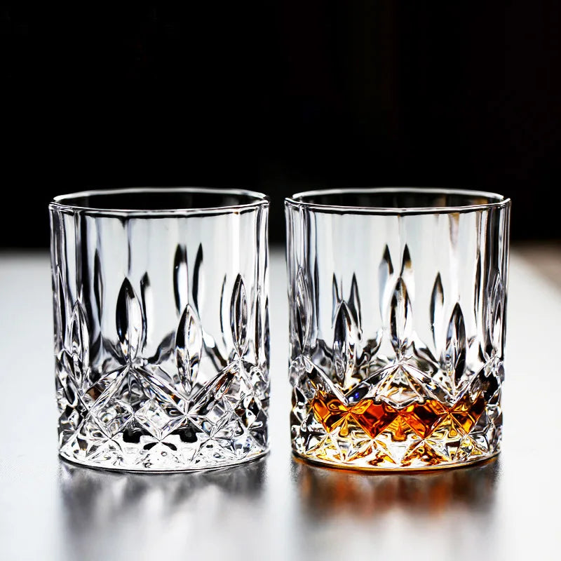 Lot verres whisky cristal relief bar maison élégant