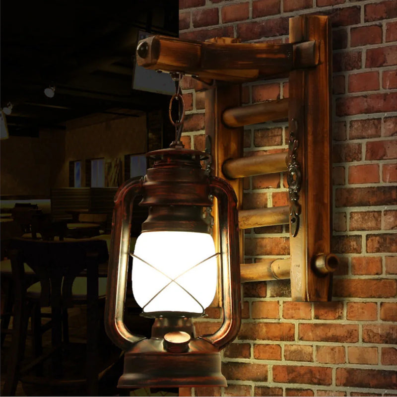 Applique murale industrielle américaine Vintage rétro Loft luminaire mural en bois lampe à kérosène café Bar Restaurant décor