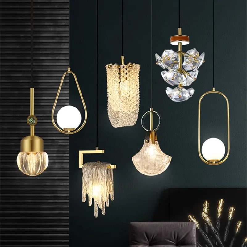 suspension en verre cristal art déco avec éclairage led - vue 6 sur 25