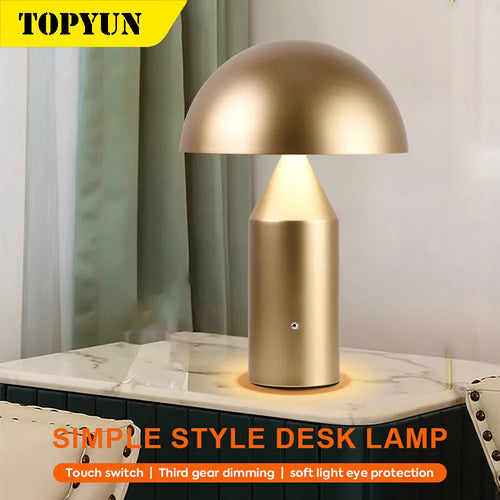 Lampe de table Portable lampe champignon led rechargeable interrupteur tactile veilleuse salle à manger chambre lampe de chevet - vue 2 sur 9