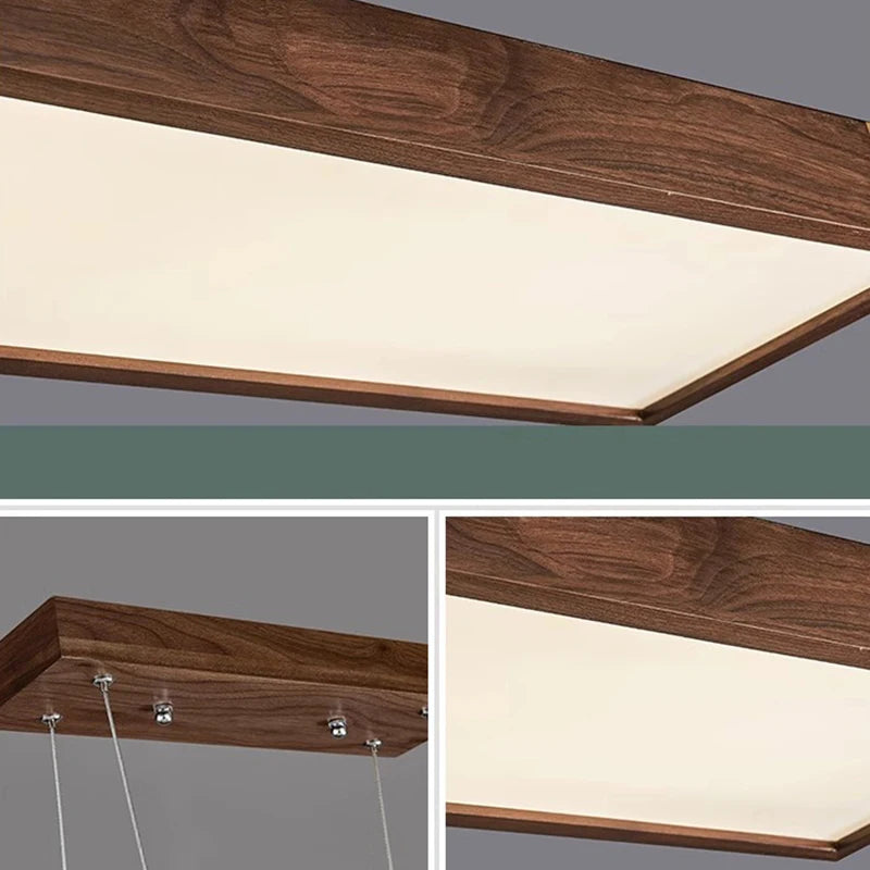 Lustre led modernes design bois foncé pour décoration intérieure - vue 6 sur 12