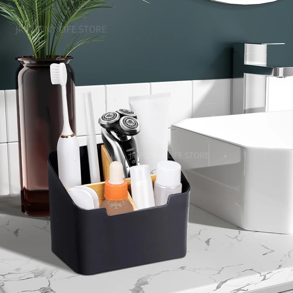 porte-brosse à dents en bambou pour salle de bain et rangement - vue 3 sur 10