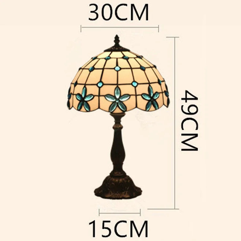 lampe de chevet en verre teinté style méditerranéen décoratif - vue 4 sur 6