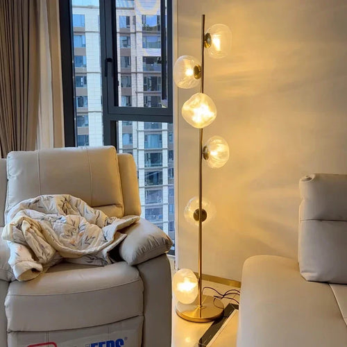 Scandinavia Glass Shade Led Floor Lamp Living Room Home Decor Corner Sofa Bedroom Bedside Standing Table Light