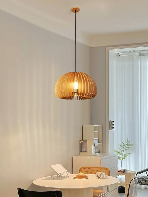 lustre en bois de style japonais rétro pour décoration créative - vue 4 sur 10