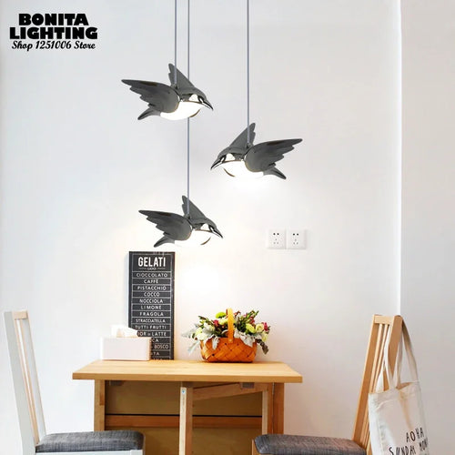 lustre design à led en acrylique avec protection des yeux petit oiseau - vue 4 sur 7